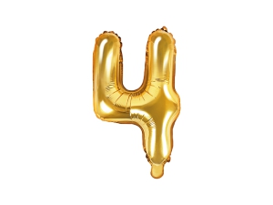Foil balloon, number 4, gold, 35cm