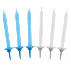 Birthday candles, blue, 6cm, 24pc