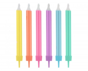 Birthday candles, colourful, 8cm, 12pcs